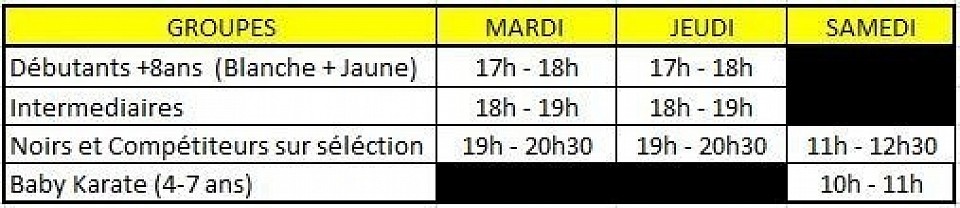 Horaires 2024-2025